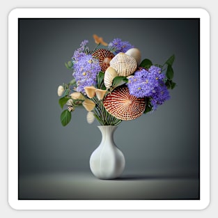 A Bouquet of Flowers and Seashells Sticker